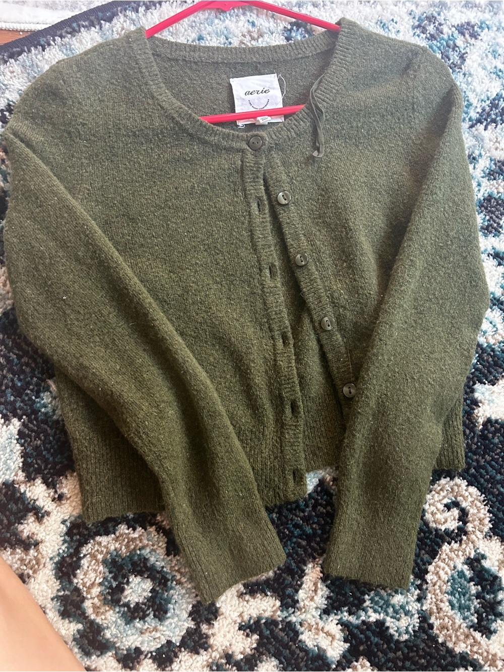 aerie Olive Green Button Cardigan Sweater